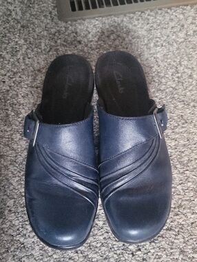 Womens Clarks Blue Slip On Clogs